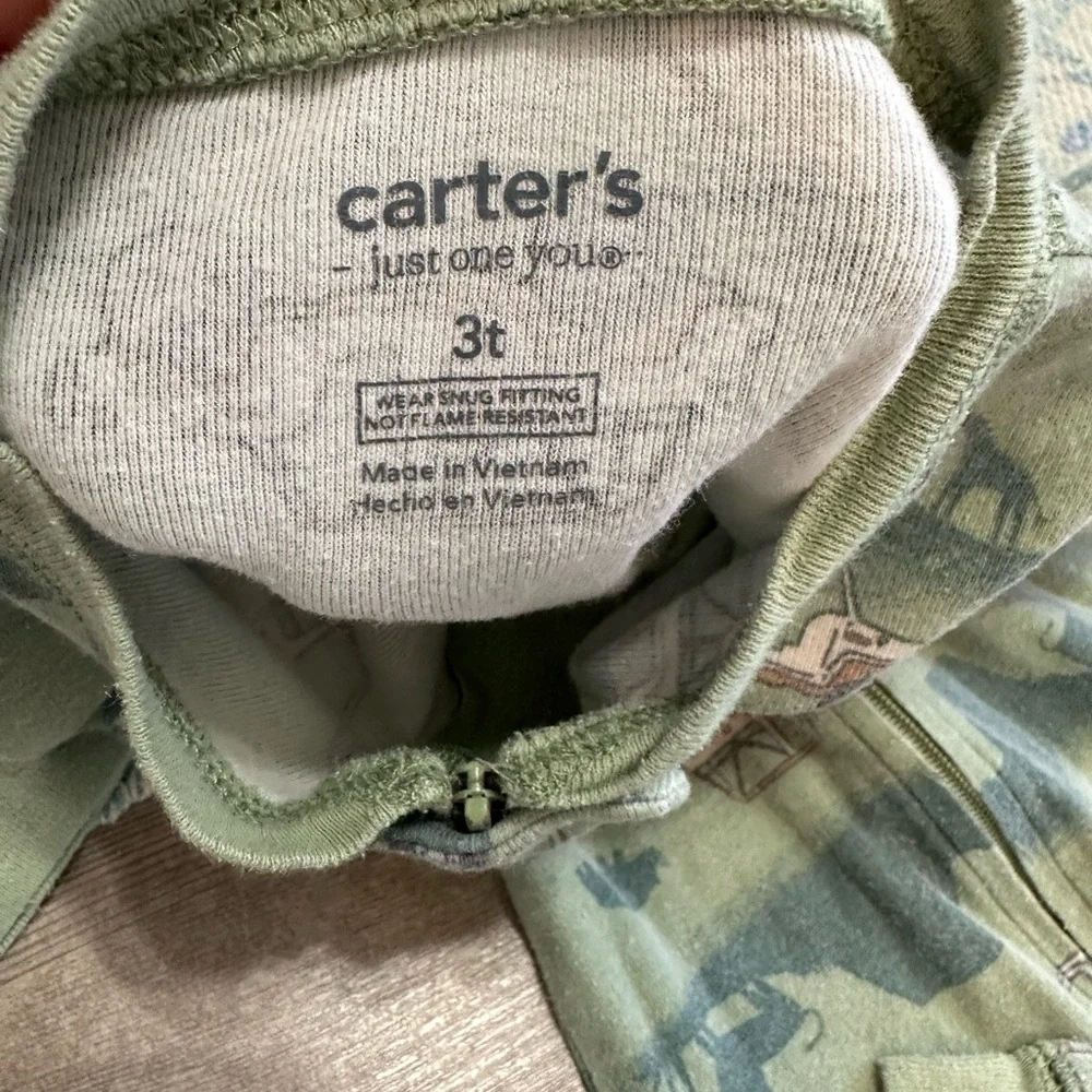 Carter’s Toddler Boy Pajamas Safari Theme Zip One Piece Sleep & Play 3T